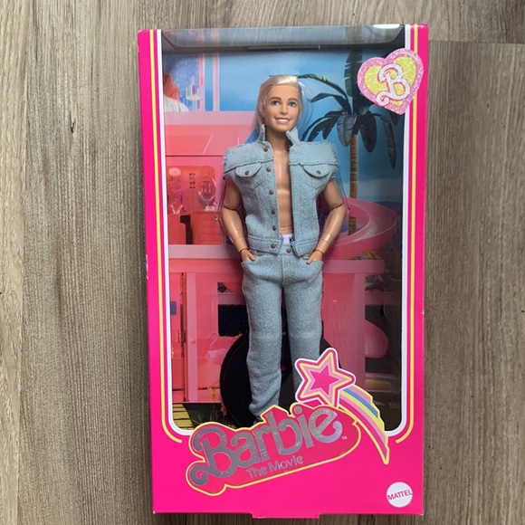Barbie The Movie Collectible Ken Doll Wearing Denim New Mattel - Picture 6 of 7